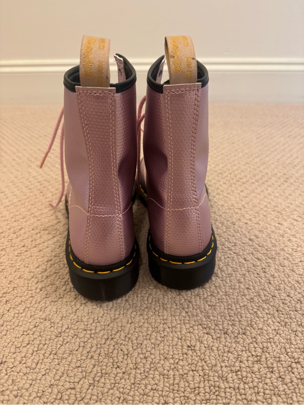 Dr. Martens Metallic Pink Lace-Up Combat Boots - Picture 3 of 6
